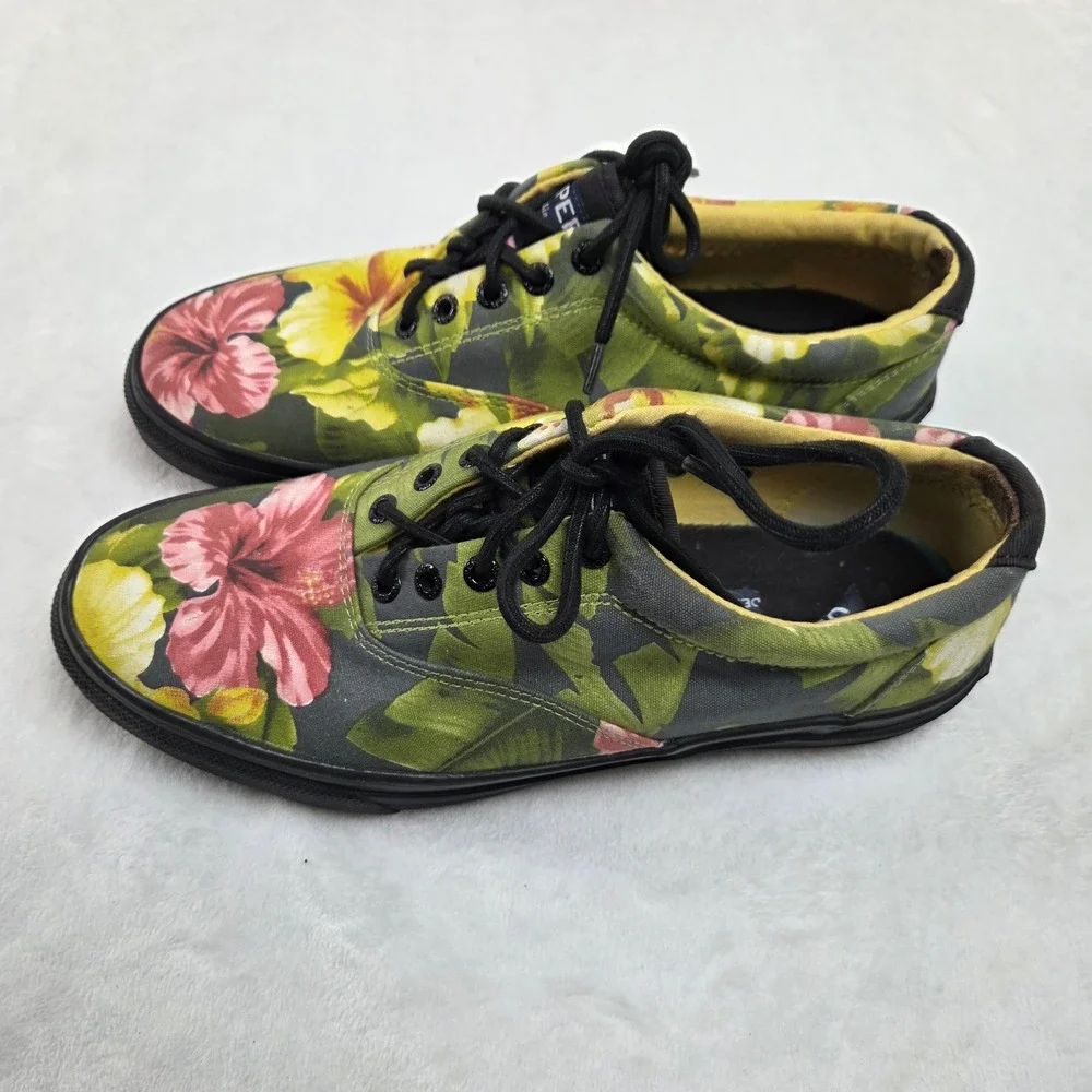 Sperry Top-Sider Men 10 Hibiscus Floral CVO Canvas Sneakers Multicolor‎ Tropical
